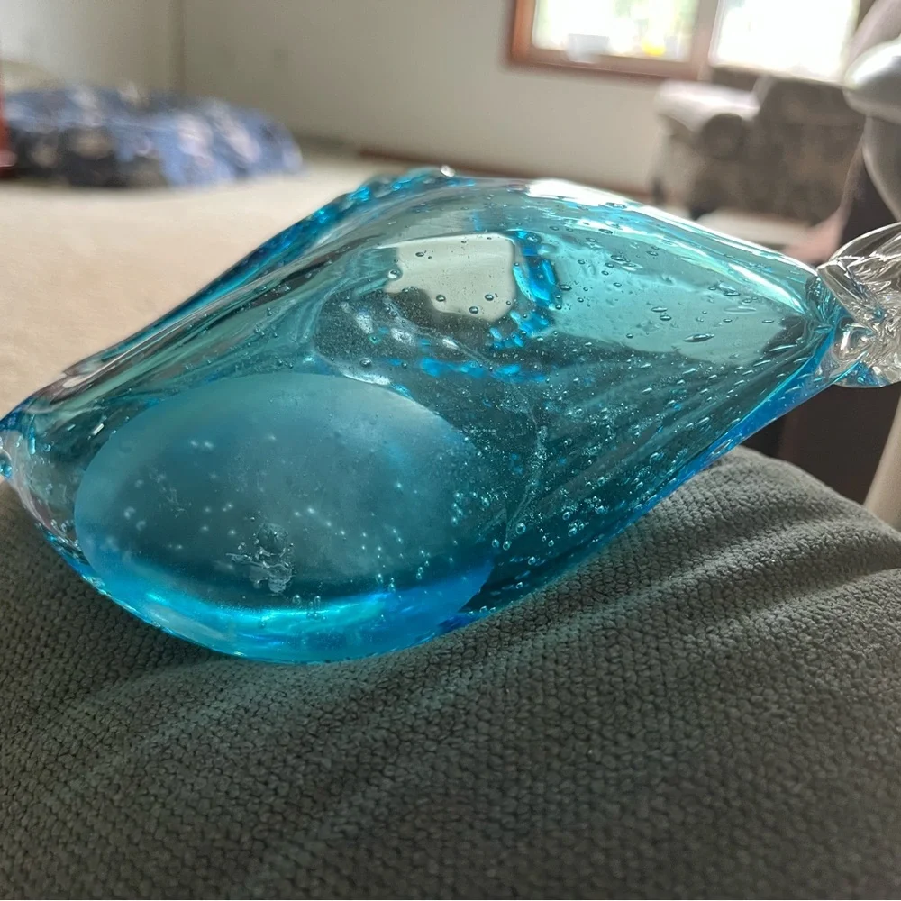 Blue Glass Fish Aquarium Decor